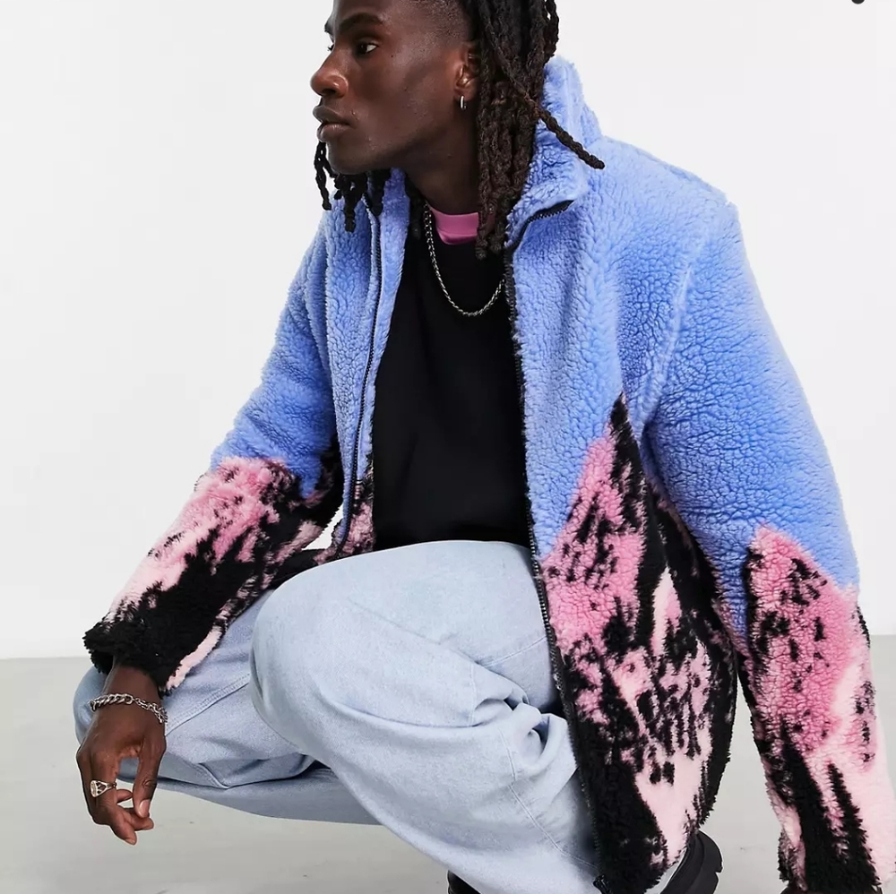ASOS DESIGN teddy borg walker jacket with scenic print
